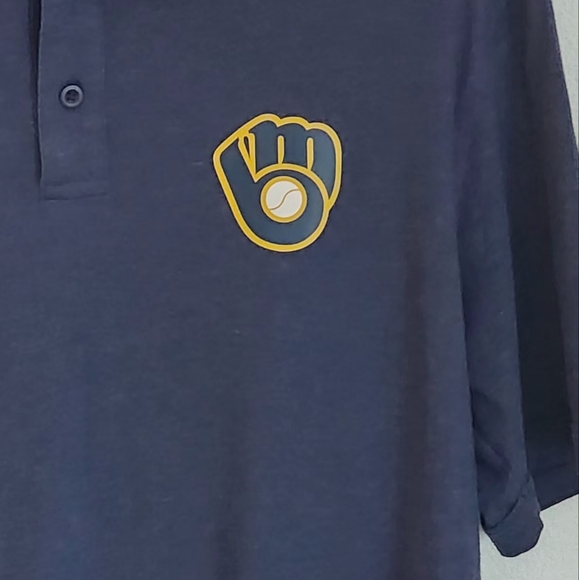 Milwaukee Brewers Under Armour Men's Polo Shirt Collared Logo Heather Navy Sz M - Picture 3 of 6